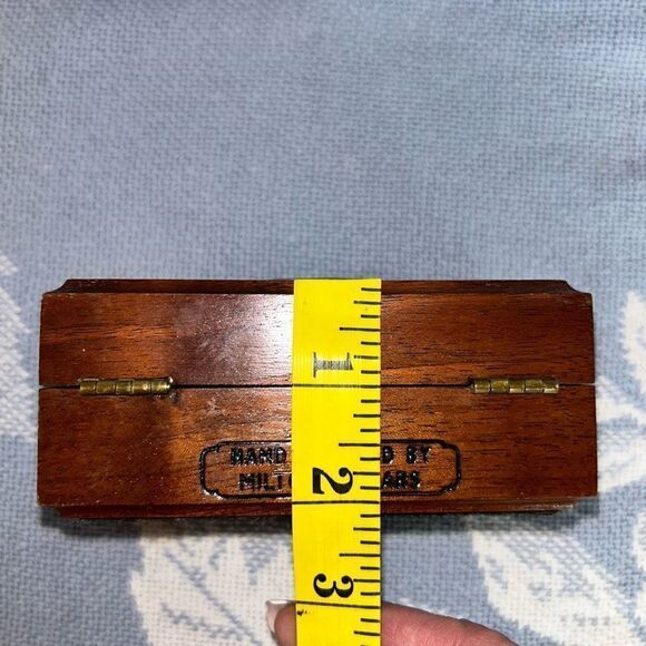 VINTAGE Handmade Hinged Wooden Jewelry Trinket Box - Picture 7 of 7